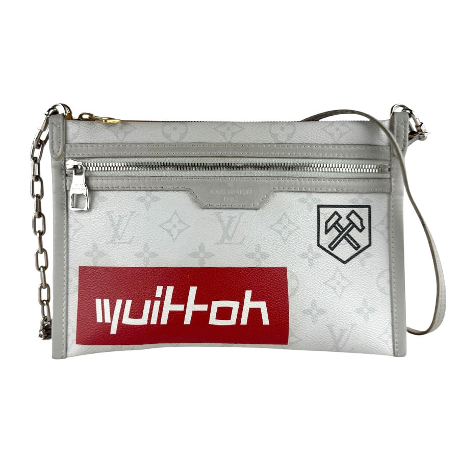 ルイ ヴィトン LOUIS VUITTON ショルダーバッグ モノグラム ホワイト/モノグラム デニム フラット メッセンジャー モノグラムデニム/モノグラム ホワイト ライトグレー/オレンジ メンズ