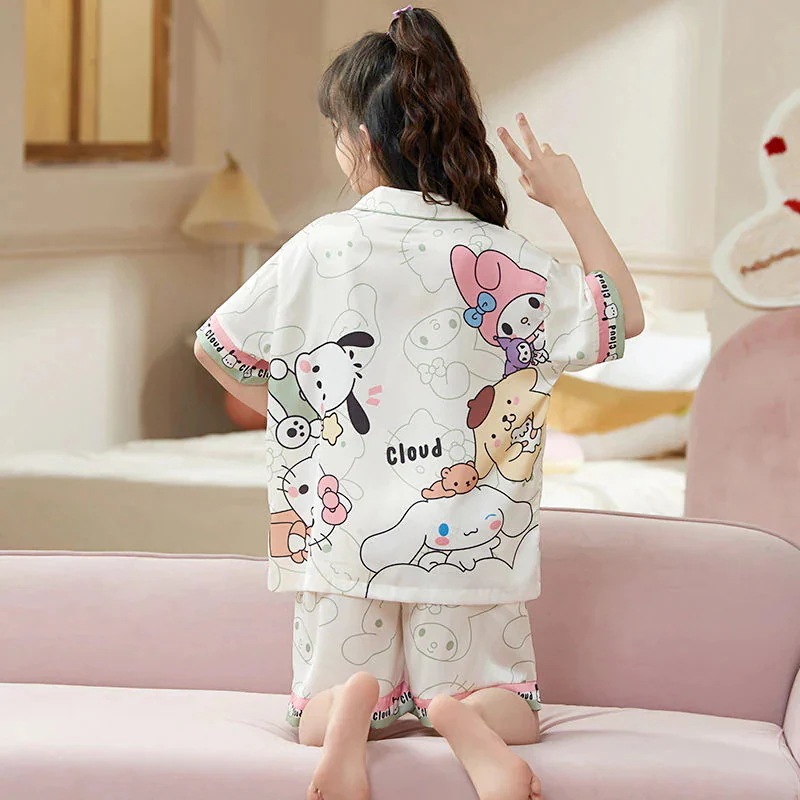 【極速出荷】子供女の子パジャマ半袖薄い氷糸女の子赤ちゃん漫画ホームウェアエアコンセット 5,506円