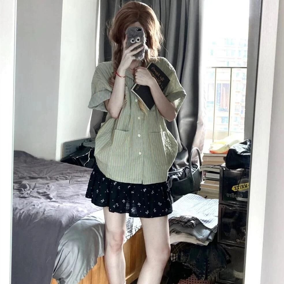 セットアップカジュアルジャージスーツ女性夏の新作半袖シャツスカートゆったり減齢日系少女2点セットt 4,832円