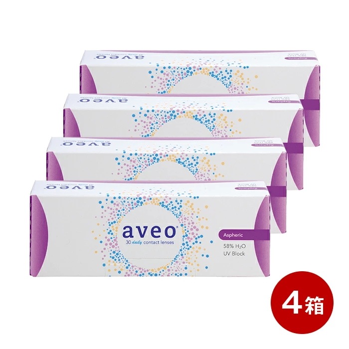 アベオ ワンデー 30枚入×4箱（左右各2箱） コンタクトレンズ 1日使い捨て UVカット 度あり aveo 1DAY BC8.6 DIA14.2