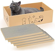 段ボール製 両面使用可能な猫用爪研ぎ 5枚入り ベッド兼用 サイズ45×26×15cm|キャットタワー・ステップ