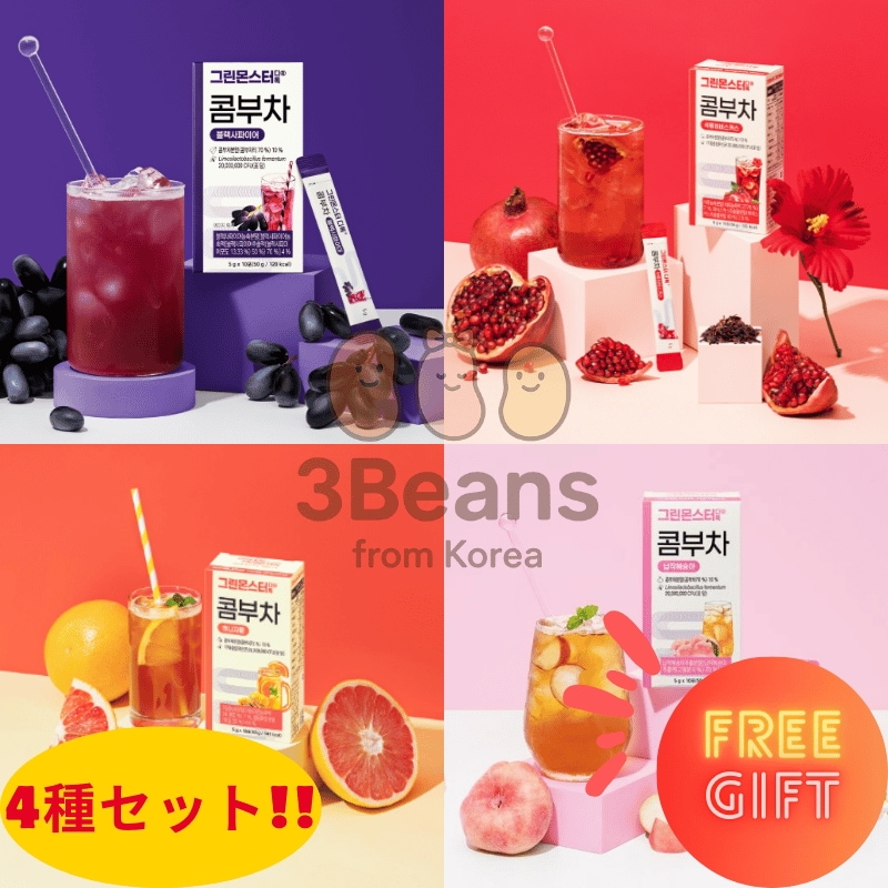 デトックス コンブチャ 4種セット (計40本) 腸活 美容 発酵 ドリンク デトックス 韓国 人気 スティック 手軽 毎日 ダイエット 飲み比べ フルーツ 健康 低カロリー ギフト