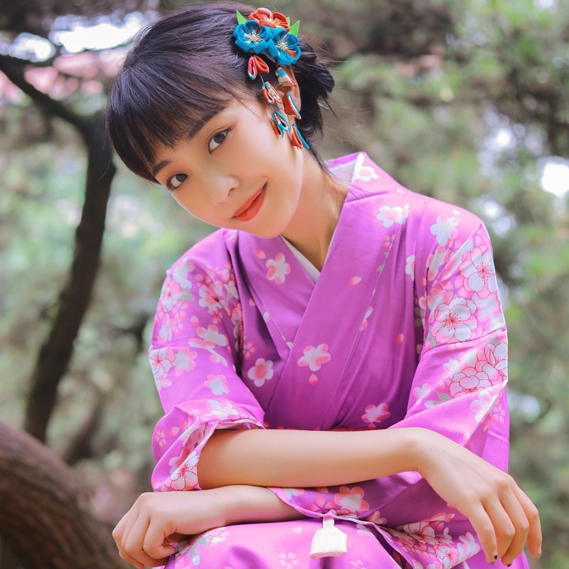 桜の美和風四季折々和服女性正装しわになりにくい小紋付き浴衣