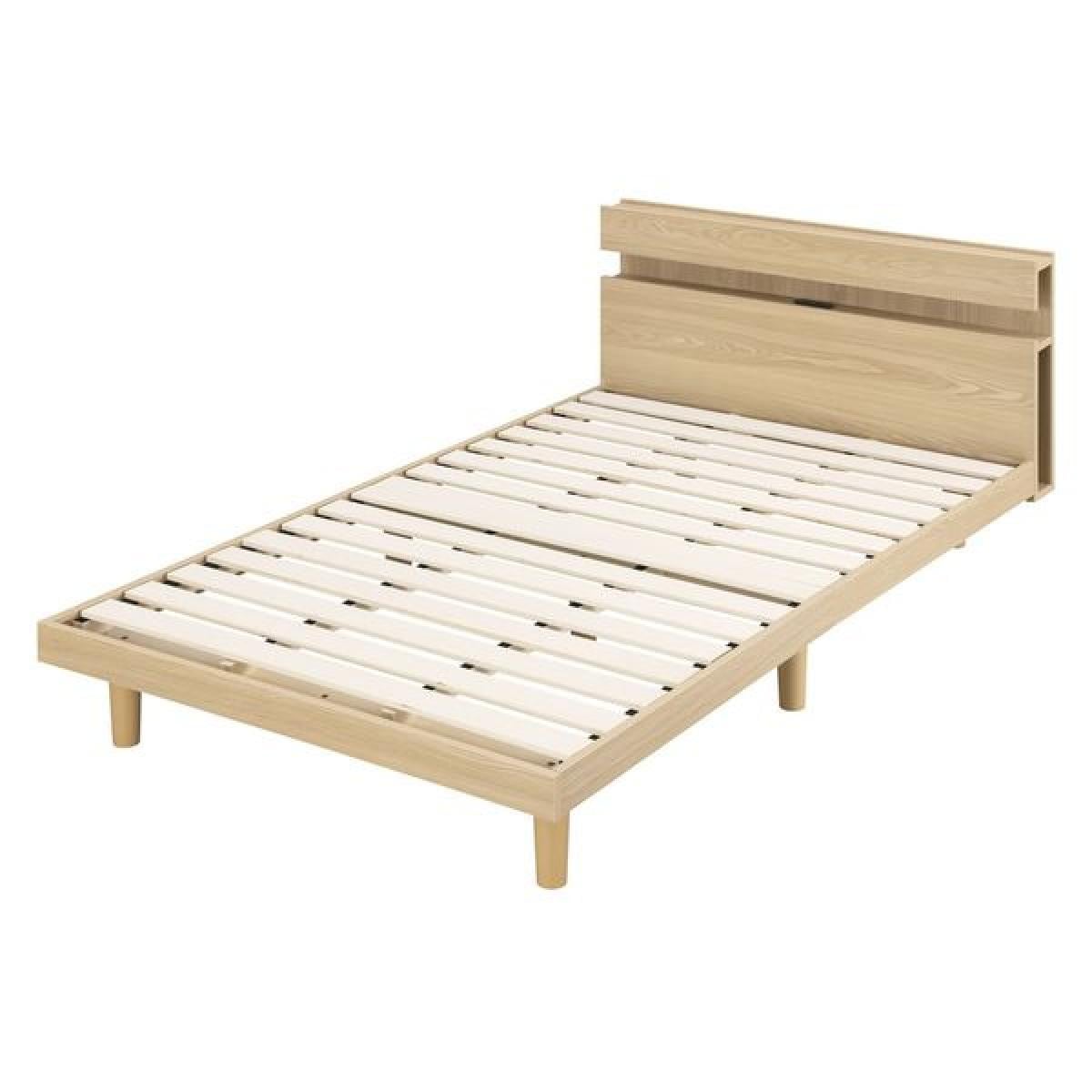 【I】【代引不可】 アイリスオーヤマ すのこベッド セミダブル SNBS-SD ナチュラル ベッド 通気性 コンセント付 収納スペース【北海道・沖縄・離島不可】【代引不可/