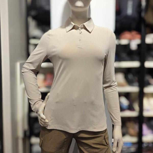 WT0487WBE 女性用季節の変わり目 長袖 リブ カラTシャツ (S41561172)