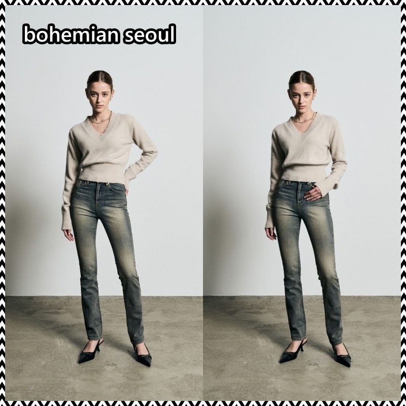 bohemian seoul HIGH WAIST STRAIGHT FIT JEAN, BLUE