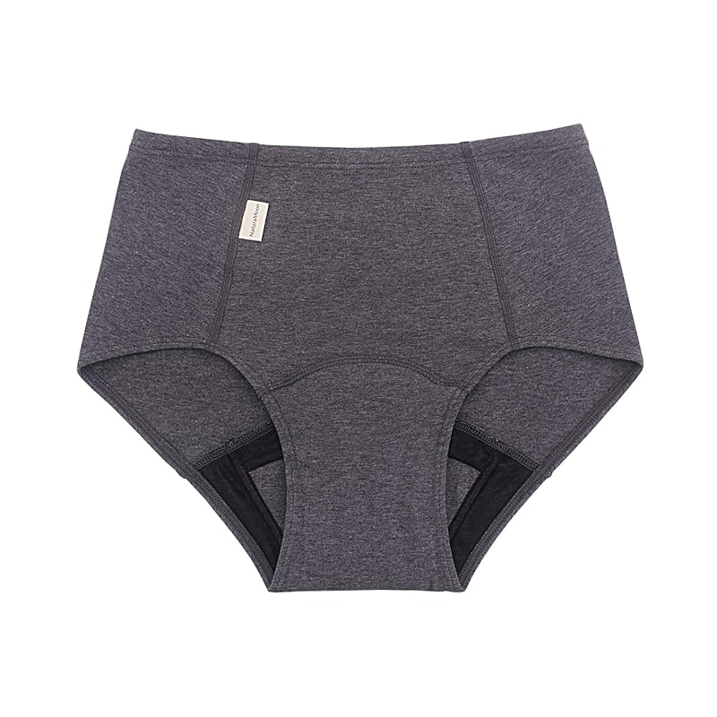 [ナチュラムーン] オーガニックコットン 吸水ショーツ チャコールグレー L～LL