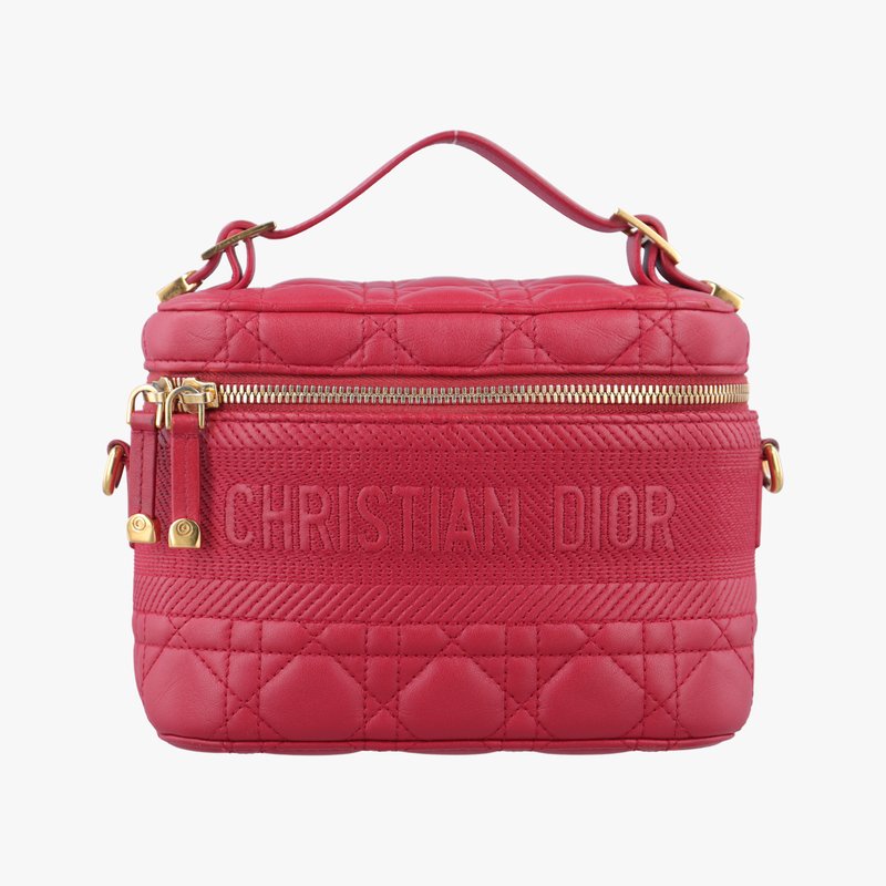 トラベル スモール ヴァニティ カナージュ レッド ラムスキン 06-BO-0290中古