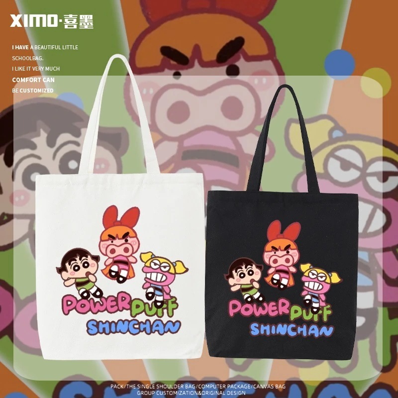 クレヨンしんちゃんパワーパフガールズ漫画ファットザエモンショルダーバッグキャンバスバッグ多目的ハンドバッグ