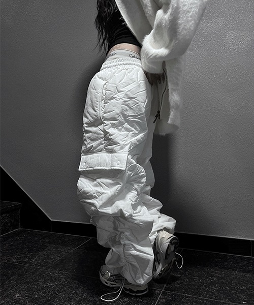 [unisex] unique shirring padded pants