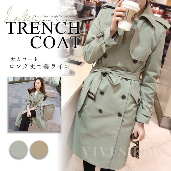 レディース　スプリングコート　トレンチコート　アウター ゆったり　カジュアル　ロング　ロングコートabr