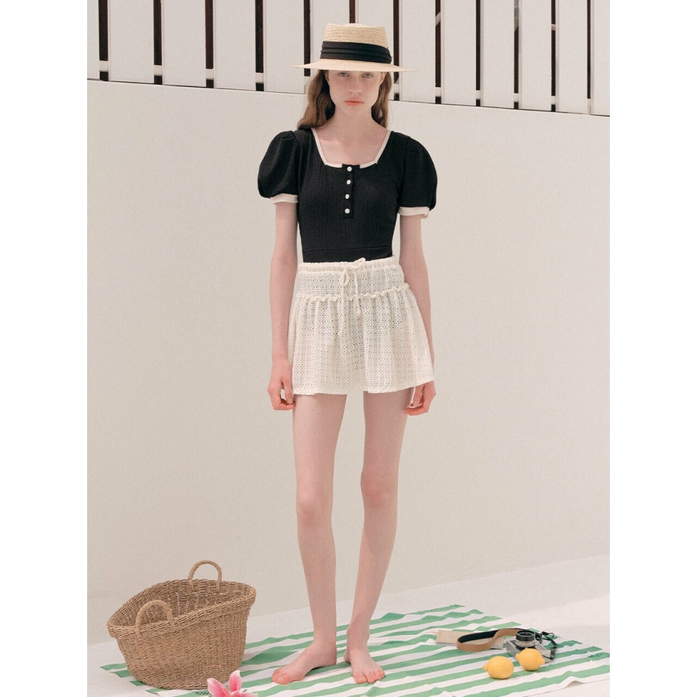 ROLAROLA フリルカバーアップスイムスカートアイボリー