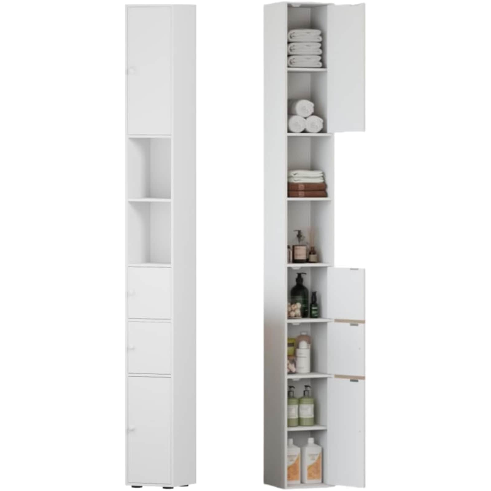 隙間収納キャビネット 20cm 扉付き 組立式 1 人暮らし 白色