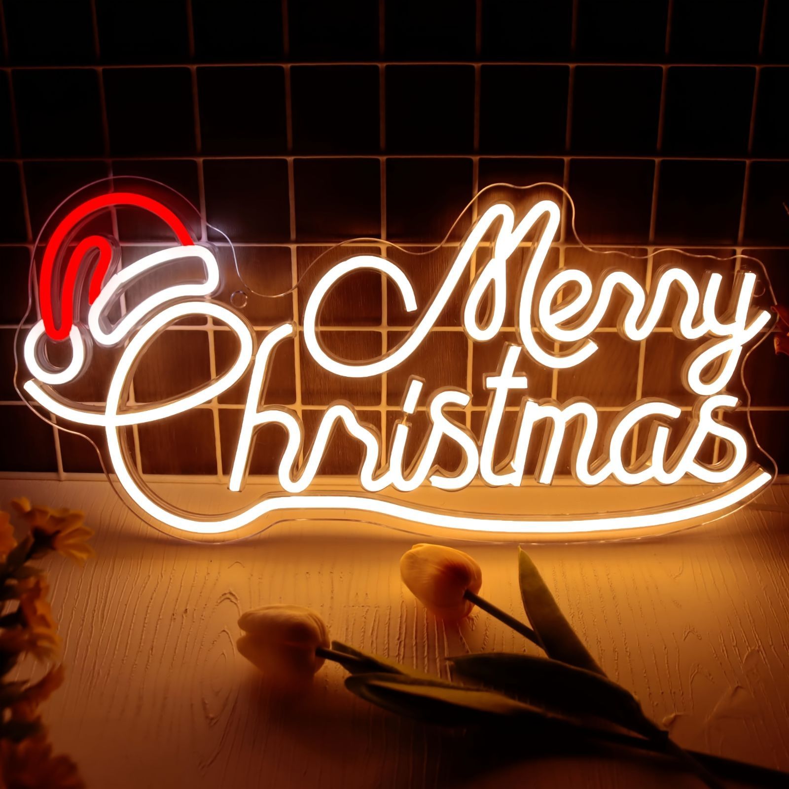 メリークリスマス ネオンサインライト 寝室 クリスマスパーティー装飾 ホームパーティー オフィス バー パブ クラブ装飾 壁掛け アートバナー プラスチック イルミネーション オシャレty490