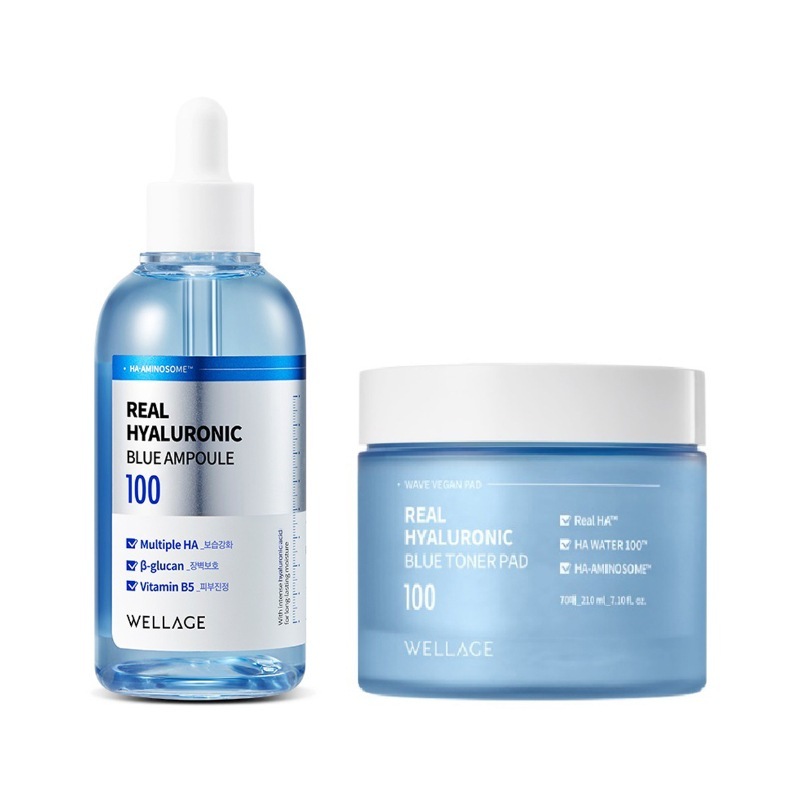 【2種セット】 リアルヒアルロニックブルーアンプル 100ml + リアルヒアルロニックブルートナーパッド, 70枚