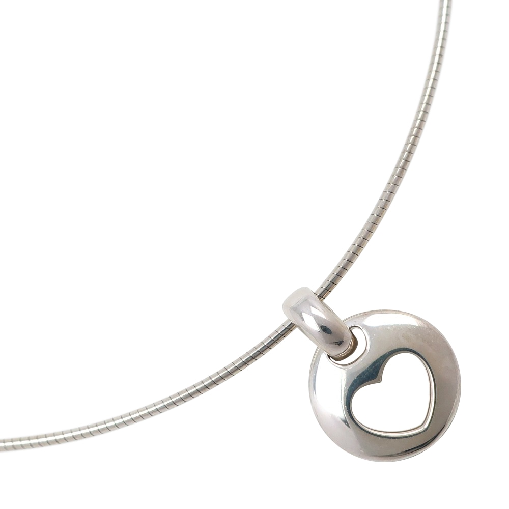 カットアウトハート オメガチョーカー ネックレス シルバー925 約7.8g レディース 中古品 Aランク