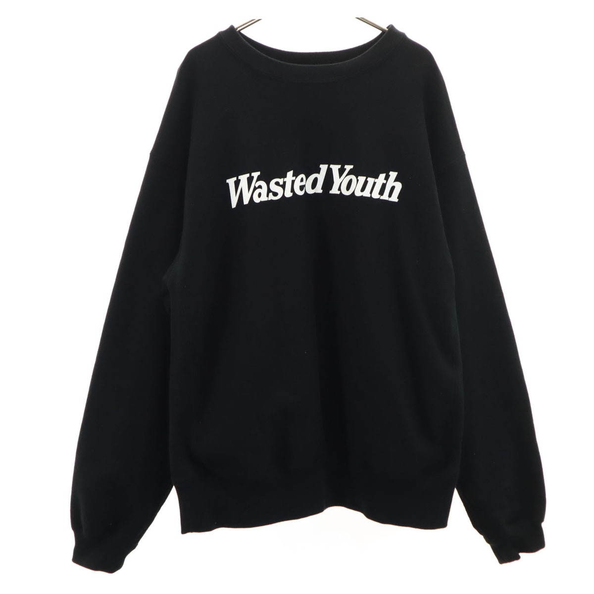 Wasted Youth ウェステッドユース 日本製 長袖 トレーナー XL ブラック系 スウェット 裏起毛 メンズ 古着