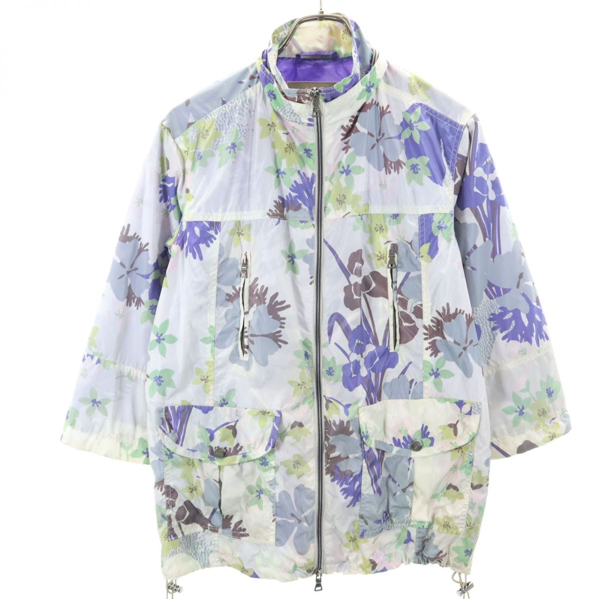 総柄 7分袖 ナイロンジャケット 40 レディース