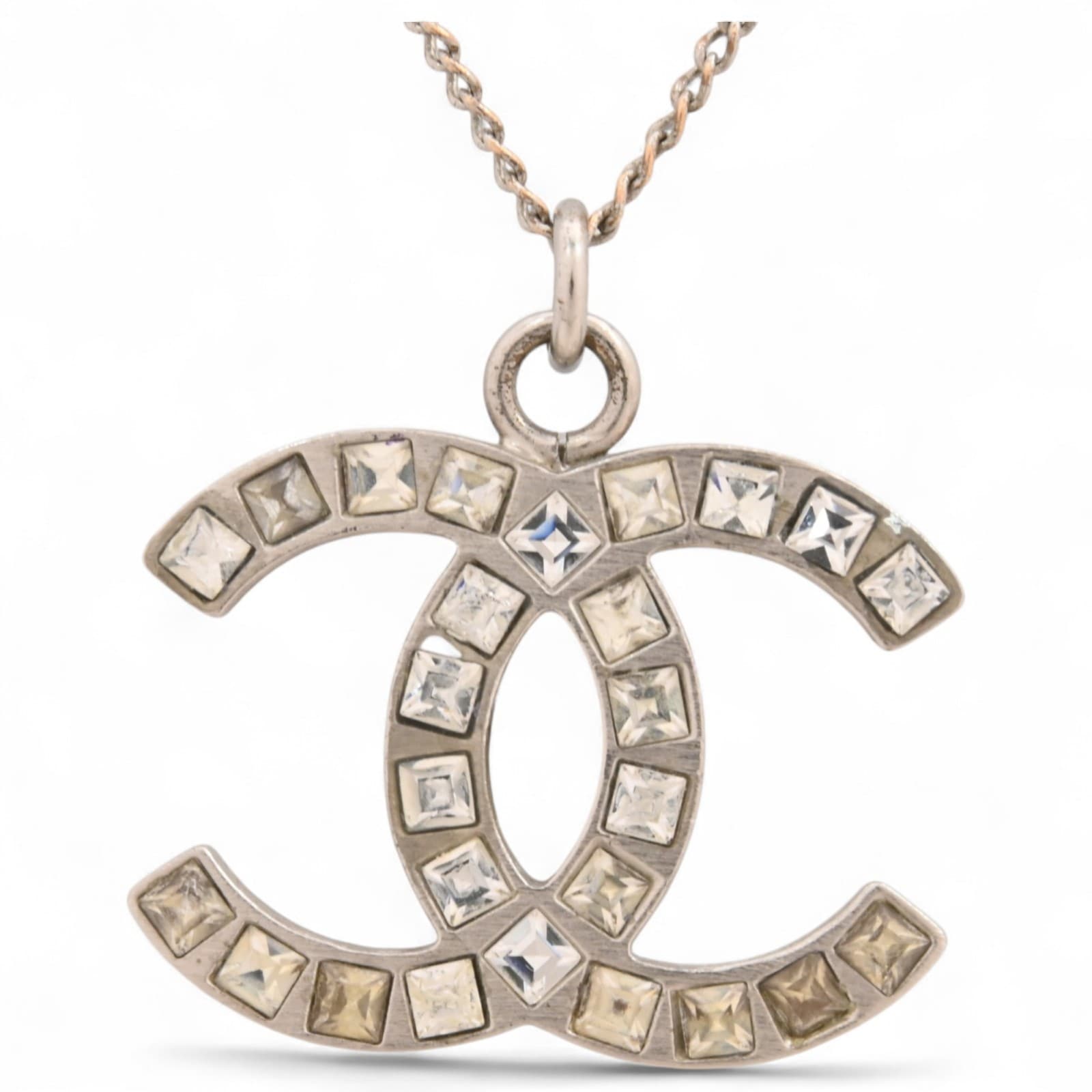 シャネル ココマーク ネックレス ラインストーン シルバー Bランク ch9926ht