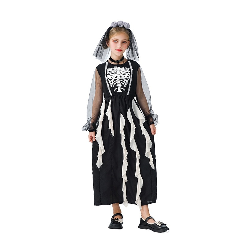 ハロウィンの子供用コスチューム魔女悪魔ゴースト花嫁吸血鬼スケルトンゾンビコスチューム女の子の面白いドレス