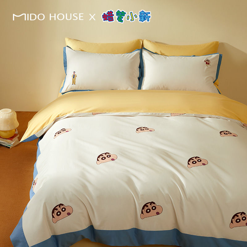 現品の厳選铭都 & クレヨンしんちゃんのベッド4点セット秋冬棉磨毛ベッド用品-しんちゃんと園長さん