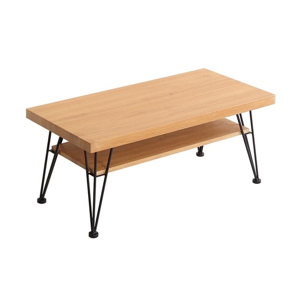 ローテーブル 約幅80cm シャビーオーク 棚付き スチール loin - ロワン - ヴィンテージ センターテーブル 組立品 リビング