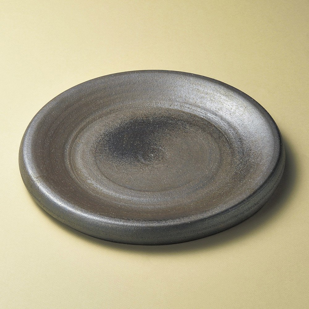 黒窯変12.3台皿（信楽焼） [37 x 4.6cm 2700g] 【盛皿】 料亭 旅館 和食器 飲食店 おしゃれ 食器 業務用