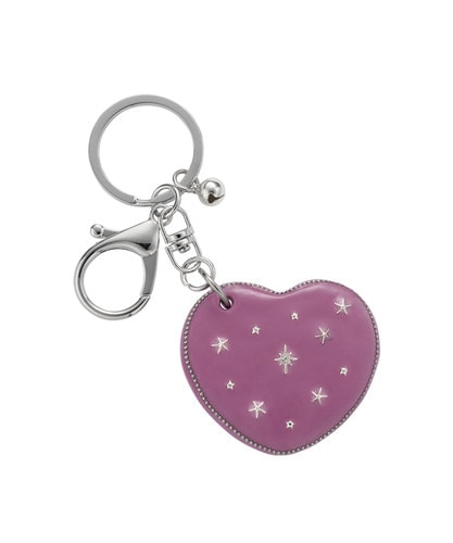 NFF heart dia mirror key ring purple pink ハートダイヤミラーキーリング パープルピンク 正規品 キーホルダー