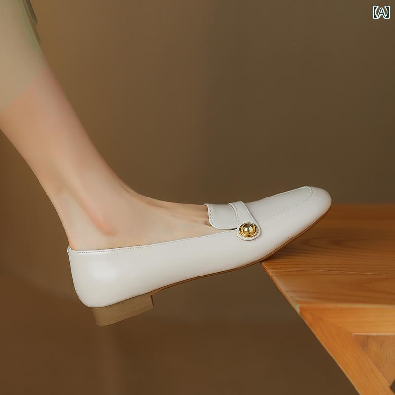 ローファー レディース 通学 通勤 学生 カレッジ 仕事 オフィス フレンチ レトロ メリージェーン レザーシューズ フラット ラウンドトゥ スリッポン 革 メタル バックル 深口 シングル シューズ