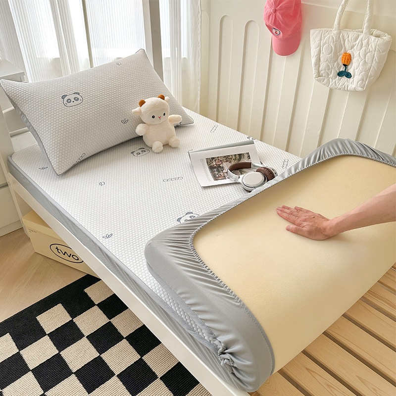 夏のクールアイスシルクベッドカバーシングルピース学生寮シングルベッドカバー寮のトップアンドボトムバンク特別ベッドカバー0.9m