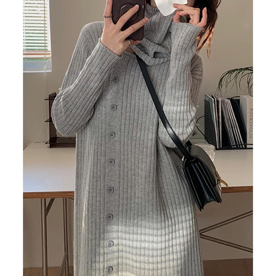 タートルネック ワンピース体型カバー韓国30%までに制限