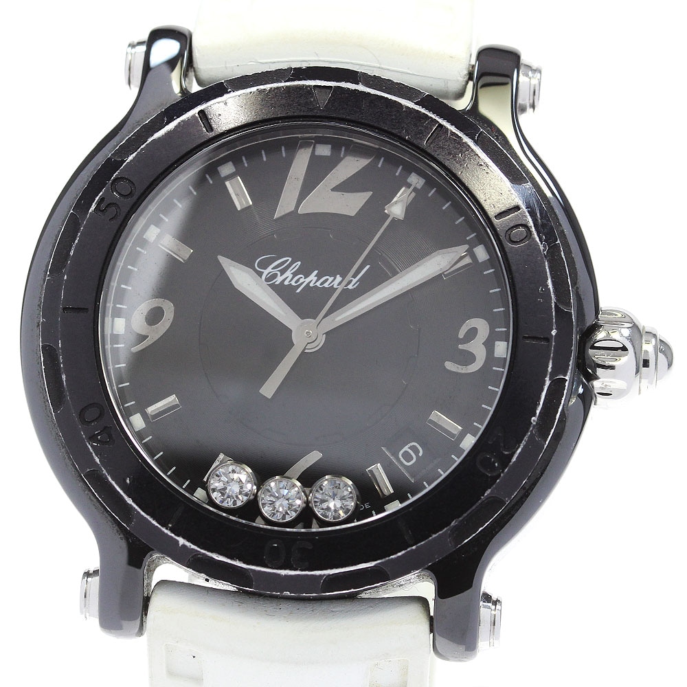 ショパール Chopard 8507 ハッピースポーツ ヘッケル限定105本 3Pダイヤ クォーツ メンズ 保証書付き_830151【中古】