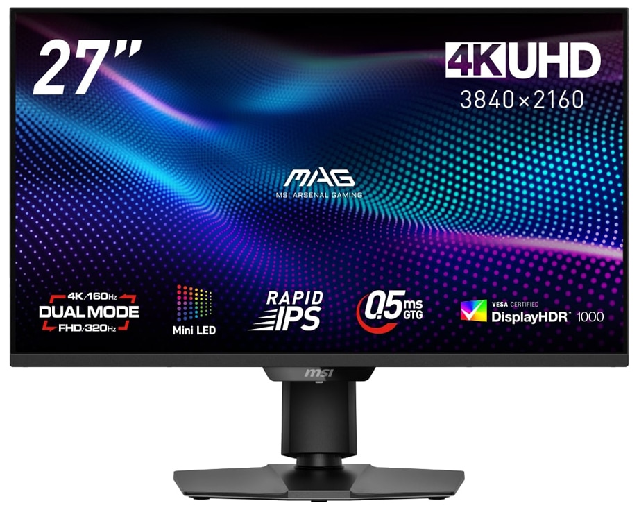MSIエムエスアイ ゲーミング液晶ディスプレイ(27型/Mini LED・RAPID IPS/4K UHD 3840×2160/160Hz/0.5ms/HDR1000/HDMI2.1/DP1.4a/