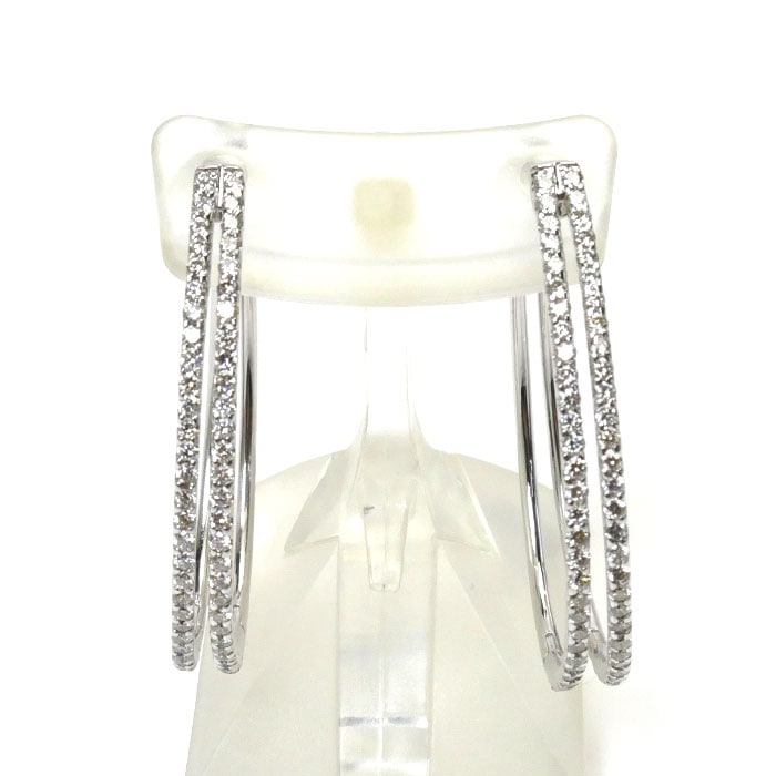 K18WG ホワイトゴールド ピアス ダイヤモンド0.50ct/0.50ct 7.0g レディース 中古 美品
