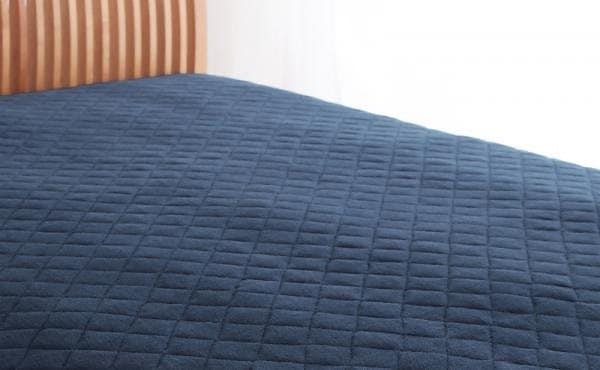 20色から選べる！ザブザブ洗えて気持ちいい！コットンタオルのパッド/シーツ [パッド一体型ボックスシーツのみ] ダブル ミッドナイトブルー