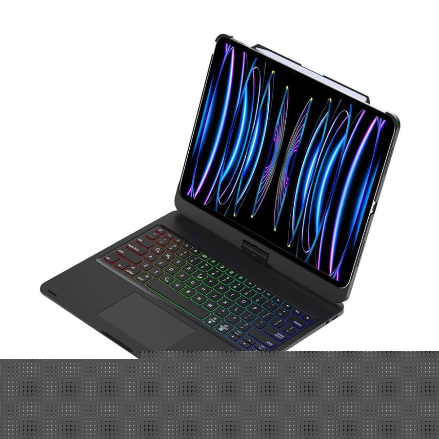 アイパッドプロ タッチパッド搭載キーボード付きケース iPadPro(12.9インチ) 第6世代・第5世代・第4世代・第3世代 兼用サイズ 360度回転カバー