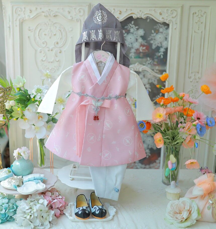 子供用 パジ チョゴリ 男の子用 ポイント柄系 薄桃色 【2】 1号-8号 9,600円