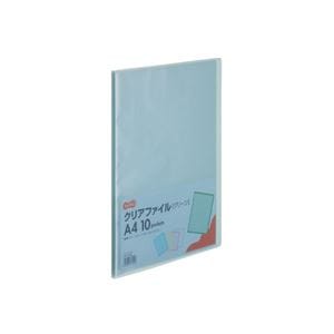 （まとめ） TANOSEE クリアファイル A4タテ10ポケット 背幅8mm グリーン 1セット（10冊） 10セットファイル