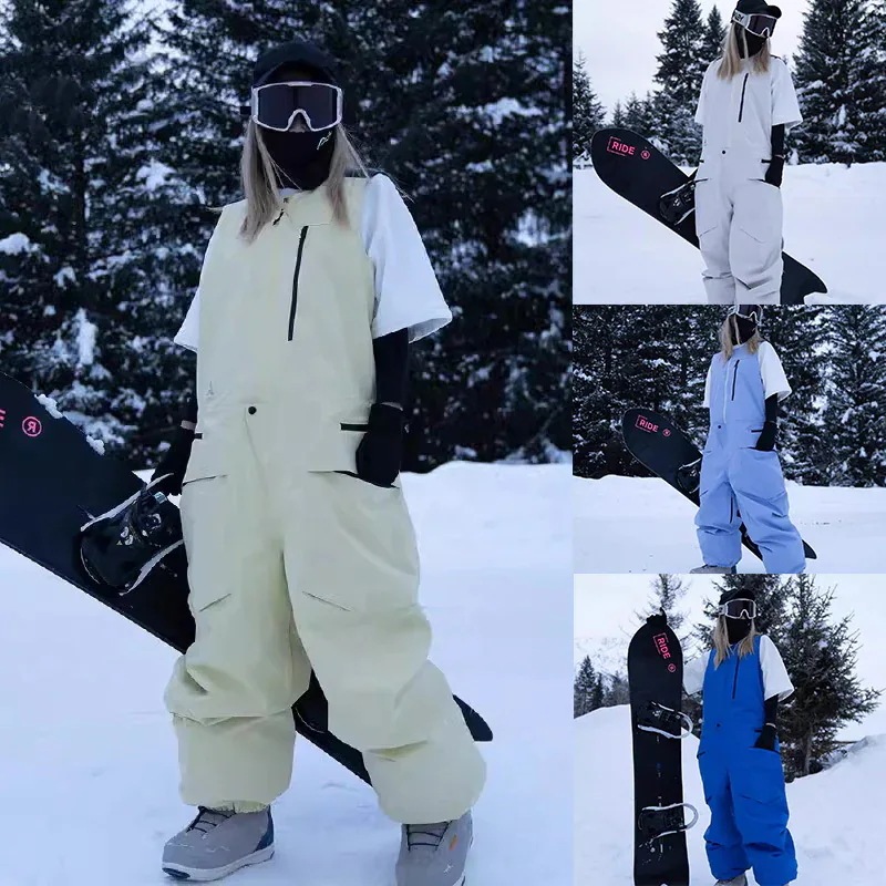 【急速出荷!】スノーボードウェア レディース メンズ つなぎ オールインワン ビブパンツ スキーウェア スノボウェア 男女兼用 防水15000mm 長ズボン ロングパンツ 切り替え 韓国風 防水防寒防