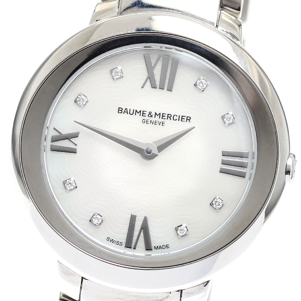 ボーム＆メルシェ Baume & Mercier MOA10158 プロメス 8Pダイヤ クォーツ レディース 美品 保証書付き_909568【中古】