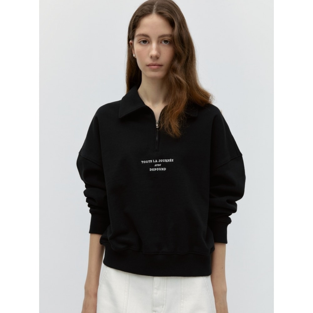 デパウンドカラージップアップスウェットシャツブラック