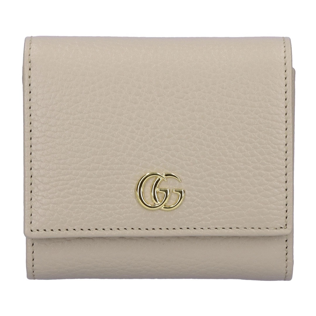 GUCCI 598587-CAO2G-9561 PETITE MARMONT グッチ プチマーモント 二折財布 レザー ベージュ×ライトイエロー×ゴールド