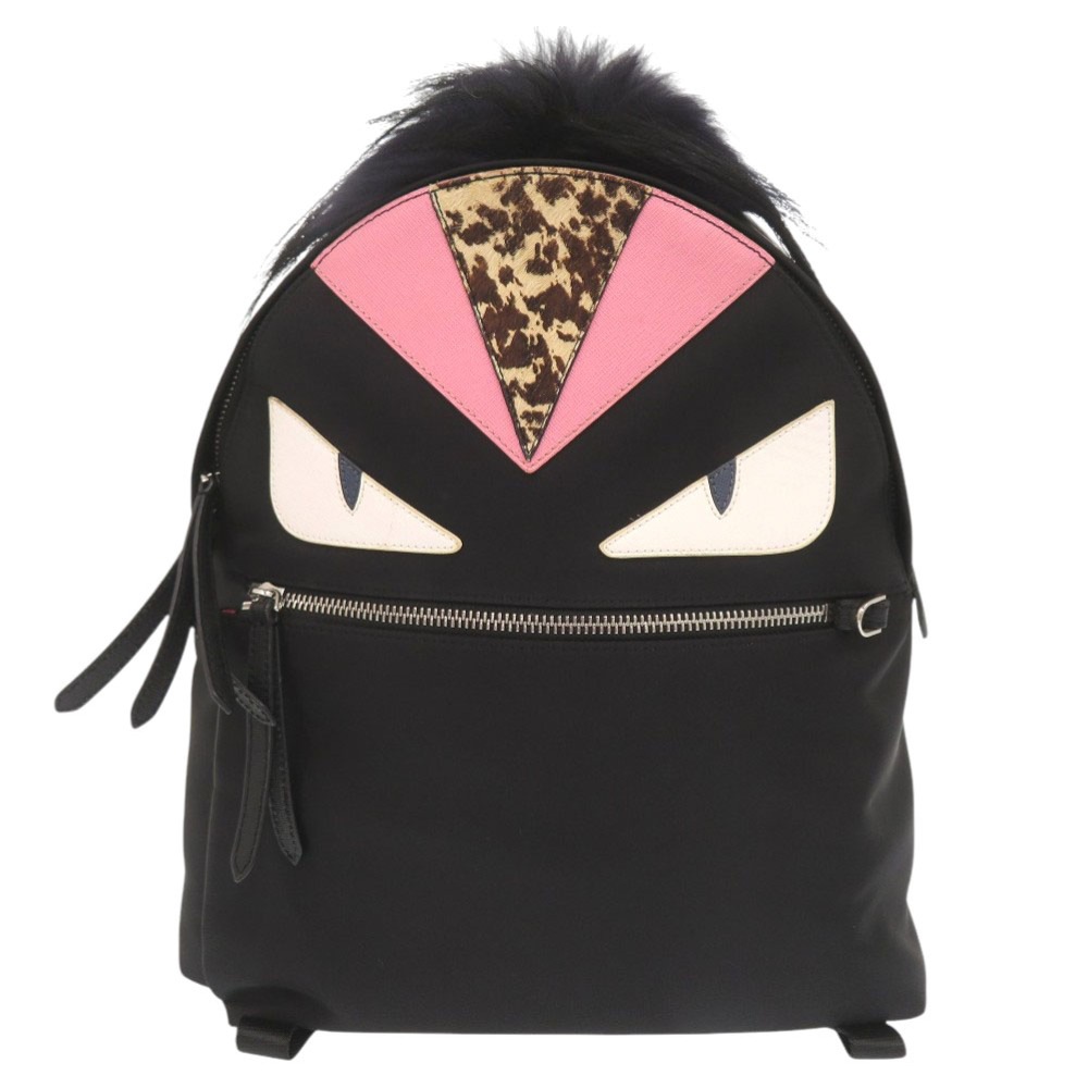 新品同様 バッグバグズ モンスター 7VZ012 リュック・デイパック ナイロン/フォックスファー/ハラコ ブラック 0359【中古】 ユニセックス
