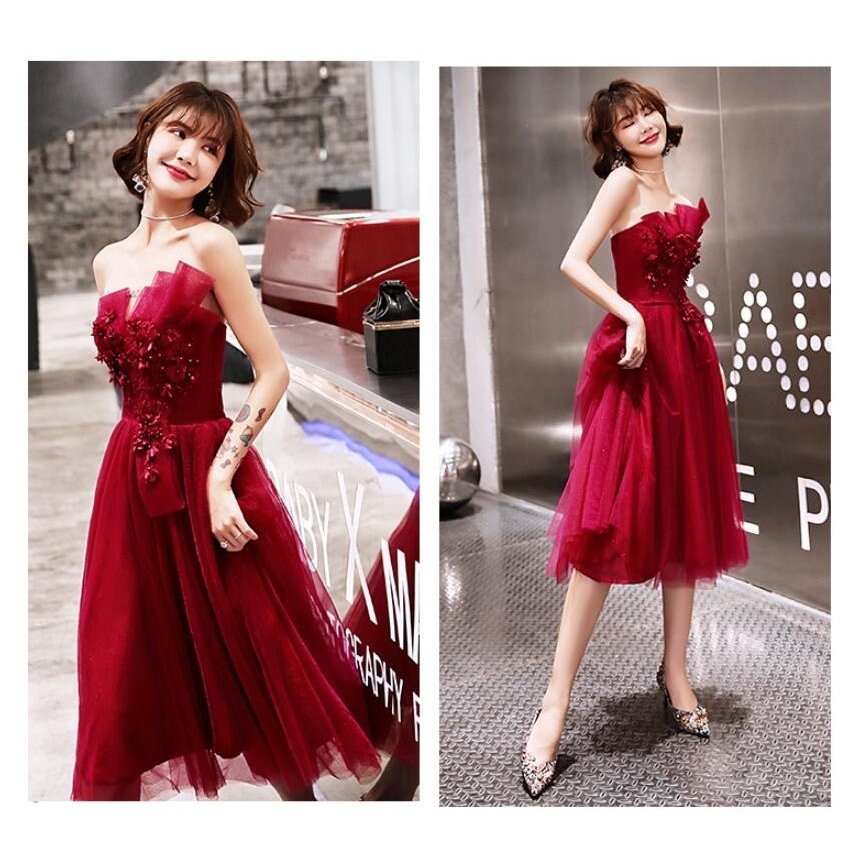 セール! パーティードレス レディース 結婚式ワンピース Aライン ウエディングドレス ミモレ丈ドレ