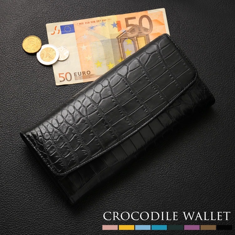 クロコダイル 長財布 カブセ かぶせ 財布 メンズ マット加工 クロコダイル財布 鰐革 わに革 ワニ 高級 本革 ギフト プレゼント 4FA (06001859-mens-1r)