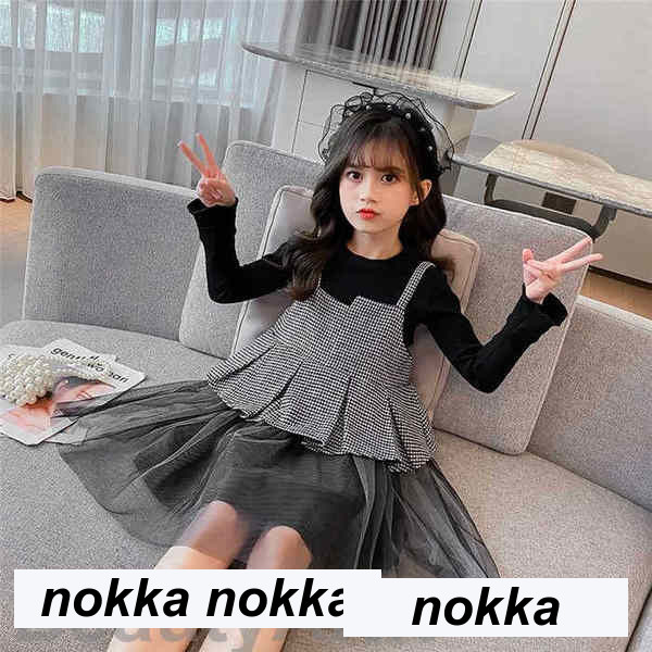 【1-3日出荷】ワンピース 子ども服 サロペット セットアップ キッズ 女の子 2点セット ベストワンピ 長袖トップ