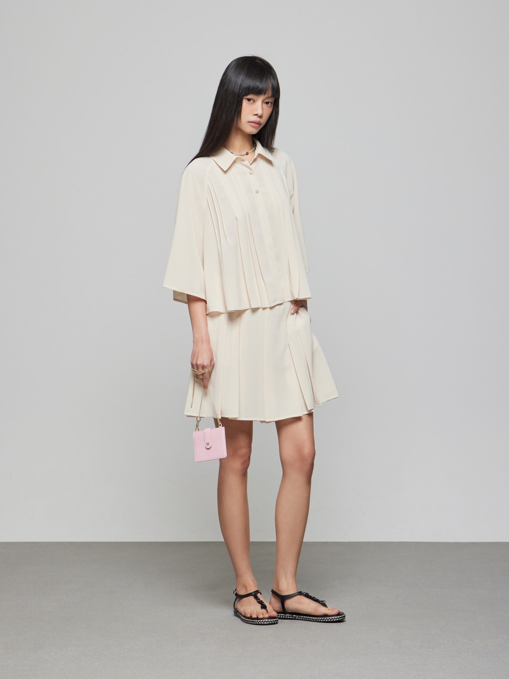 DEWL プリーツ シアー ブラウス