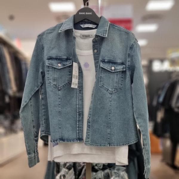 HC21 秋の女性 ベーシック スパン デニムシャツ NSLD61 (S40874175)