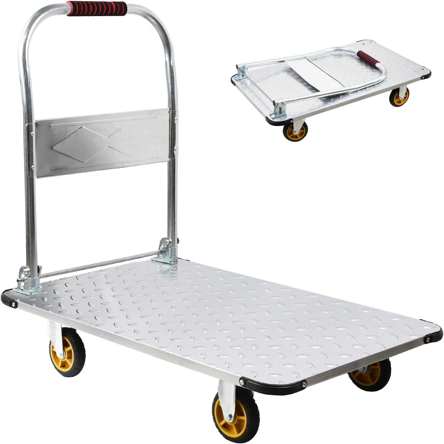 スチール製 台車 折りたたみ 台車 大型 折りたたみ 耐荷重(約)300KG キャスター付き 低騒音 業務用台車家庭用 室内室外対応 農業運搬 引っ越し買い物防災用 車載 省スペース