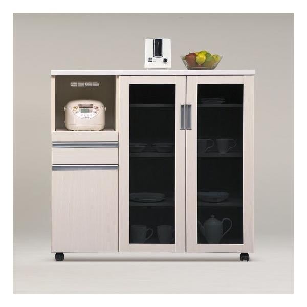 キッチンカウンター キッチンボード 120 幅 レンジ台 キッチン収納 食器棚 カウンター 引き出し 付き キャスター付き カラー2色対応　完成品